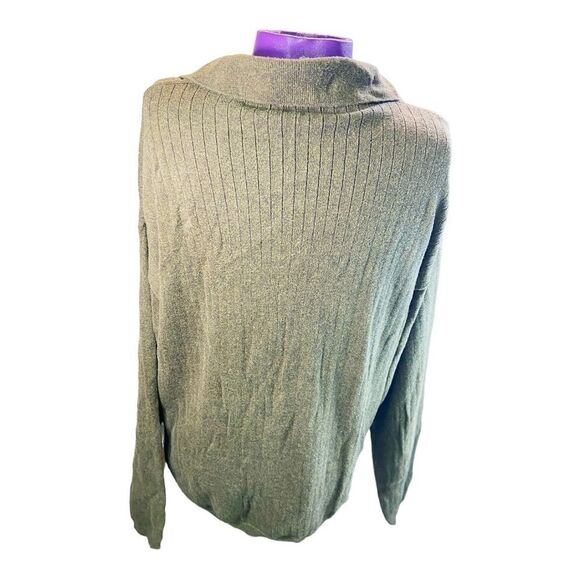 J.Ferrar men’s green orange stripe ribbed pullover collared cotton sweater L - Picture 4 of 8